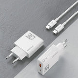 ŁADOWARKA SIECIOWA GAN DUDAO A30EUT 30W USB-A / USB-C + KABEL USB-C - USB-C - BIAŁA