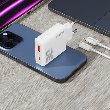 ŁADOWARKA SIECIOWA GAN DUDAO A30EUT 30W USB-A / USB-C + KABEL USB-C - USB-C - BIAŁA