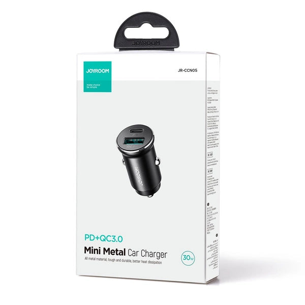 MINI ŁADOWARKA SAMOCHODOWA JOYROOM JR-CCN05 30W USB-A USB-C - CZARNA