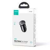MINI ŁADOWARKA SAMOCHODOWA JOYROOM JR-CCN06 30W 2X USB-C METALOWA - CZARNA
