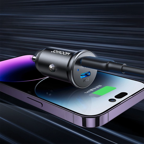 MINI ŁADOWARKA SAMOCHODOWA JOYROOM JR-CCN06 30W 2X USB-C METALOWA - CZARNA