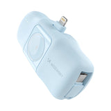 MINI POWERBANK WOZINSKY WF16-YLS 5000MAH 15W LIGHTNING Z WBUDOWANYM KABLEM USB-C I ŁADOWARKĄ DO APPLE WATCH - NIEBIESKI