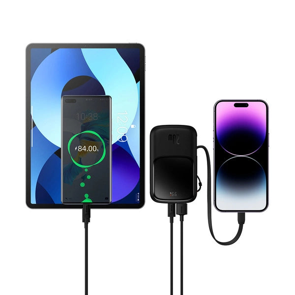 POWERBANK 10000MAH 20W BASEUS QPOW PRO OVERSEAS EDITION + KABEL USB C 3A - CZARNY