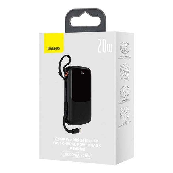 POWERBANK 10000MAH 20W BASEUS QPOW PRO OVERSEAS EDITION + KABEL USB C 3A - CZARNY