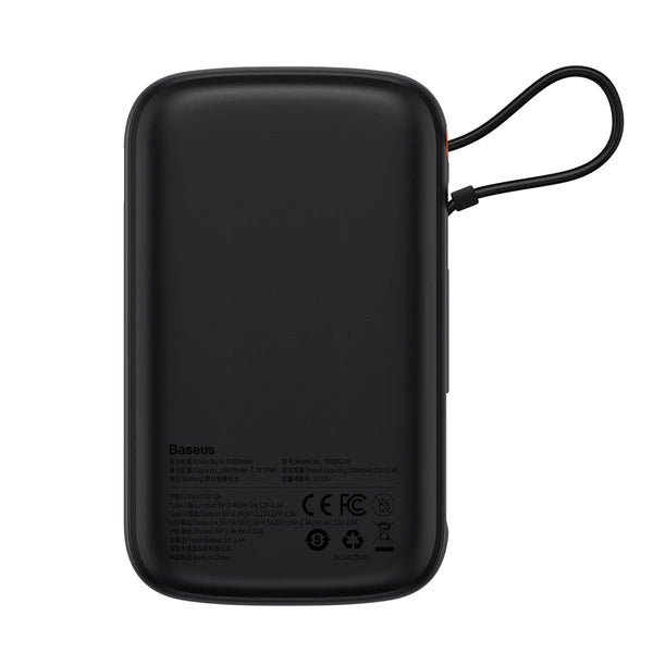 POWERBANK 10000MAH 20W BASEUS QPOW PRO OVERSEAS EDITION + KABEL USB C 3A - CZARNY