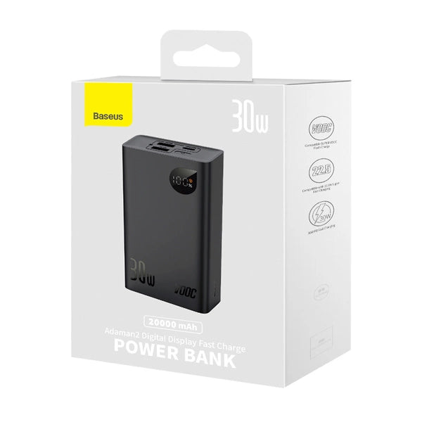 POWERBANK BASEUS ADAMAN2 20000MAH 30W 2X USB-A / USB-C PD / QC / SCP / OPPO SUPER VOOC - CZARNY