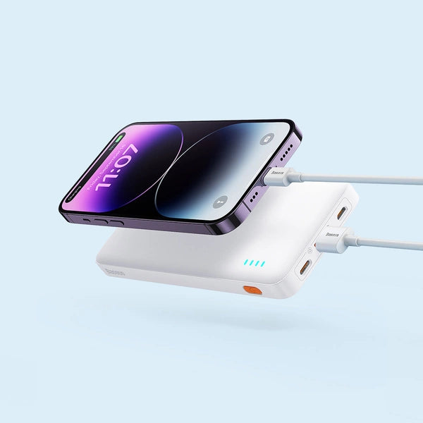 POWERBANK BASEUS AIRPOW 20W 10000MAH Z KABLEM BASEUS SIMPLE SERIES USB-A - USB-C 30 CM - BIAŁY