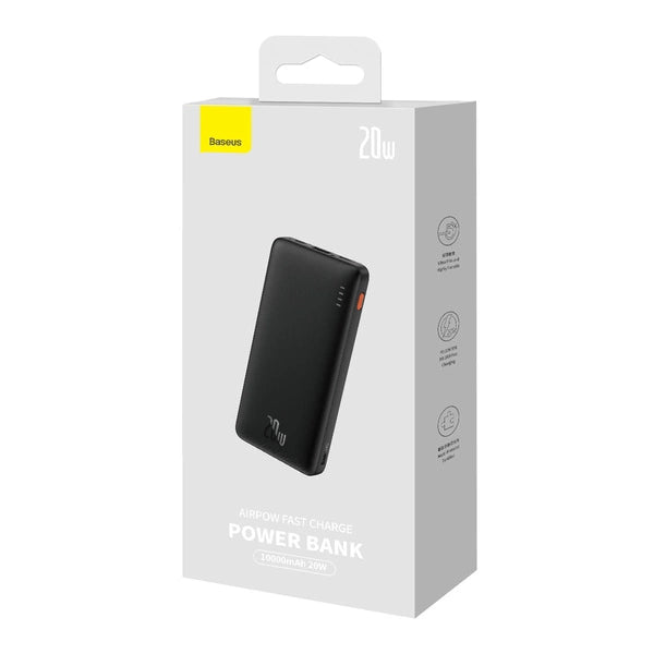 POWERBANK BASEUS AIRPOW 20W 10000MAH Z KABLEM BASEUS SIMPLE SERIES USB-A - USB-C 30 CM - CZARNY