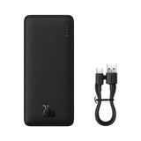 POWERBANK BASEUS AIRPOW 20W 10000MAH Z KABLEM BASEUS SIMPLE SERIES USB-A - USB-C 30 CM - CZARNY