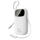 POWERBANK BASEUS ENERFILL FC31 20000MAH 22.5W Z WYŚWIETLACZEM CYFROWYM I 2 WBUDOWANYMI KABLAMI (USB-C + LIGHTNING) - BIAŁY