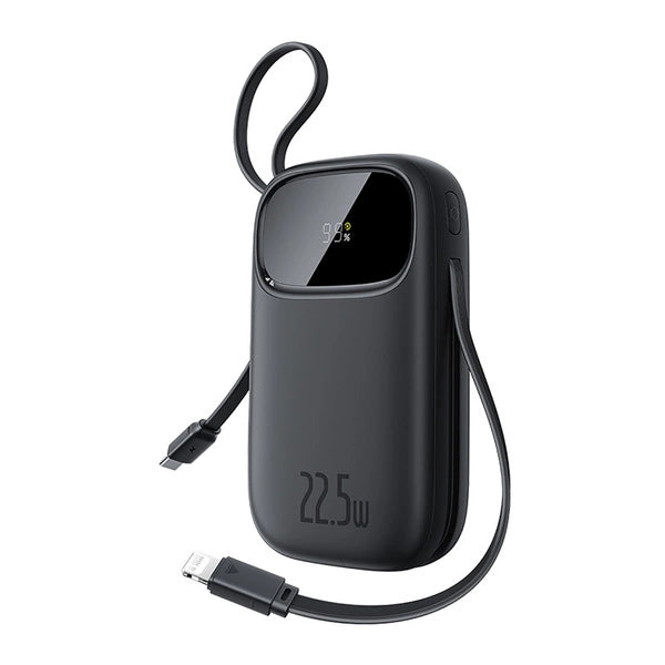 POWERBANK BASEUS ENERFILL FC31 20000MAH 22.5W Z WYŚWIETLACZEM CYFROWYM I 2 WBUDOWANYMI KABLAMI (USB-C + LIGHTNING) - CZARNY