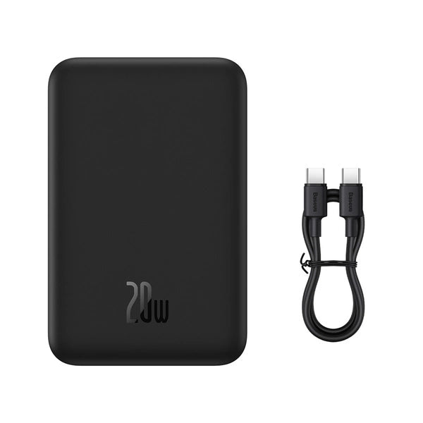 POWERBANK BASEUS MAGNETIC MINI 20000 MAH 20W - CZARNY + KABEL USB-C / USB-C