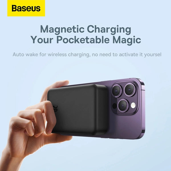 POWERBANK BASEUS MAGNETIC MINI 20000 MAH 20W - CZARNY + KABEL USB-C / USB-C