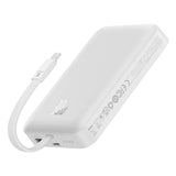 BASEUS POWERBANK MAGNETIC MINI MAGSAFE 10000MAH 30W Z WBUDOWANYM KABLEM USB-C - BIAŁY + KABEL BASEUS SIMPLE SERIES USB-C - USB-C 60W 0.3M