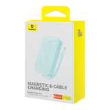 BASEUS POWERBANK MAGNETIC MINI MAGSAFE 10000MAH 30W Z WBUDOWANYM KABLEM USB-C - NIEBIESKI + KABEL BASEUS SIMPLE SERIES USB-C - USB-C 60W 0.3M (kopia)