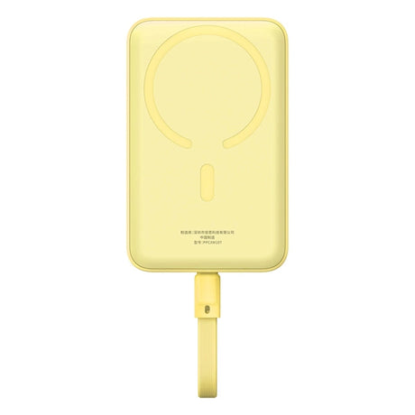 BASEUS POWERBANK MAGNETIC MINI MAGSAFE 10000MAH 30W Z WBUDOWANYM KABLEM USB-C - ŻÓŁTY + KABEL BASEUS SIMPLE SERIES USB-C - USB-C 60W 0.3M