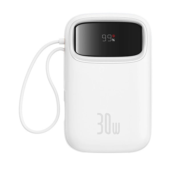 POWERBANK BASEUS QPOW 2 30W 10000MAH Z WBUDOWANYMI KABLAMI USB-C - BIAŁY