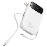 POWERBANK BASEUS QPOW 2 30W 10000MAH Z WBUDOWANYMI KABLAMI USB-C - BIAŁY