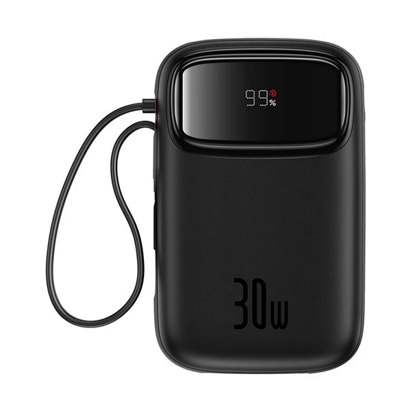 POWERBANK BASEUS QPOW 2 30W 10000MAH Z WBUDOWANYMI KABLAMI USB-C - CZARNY
