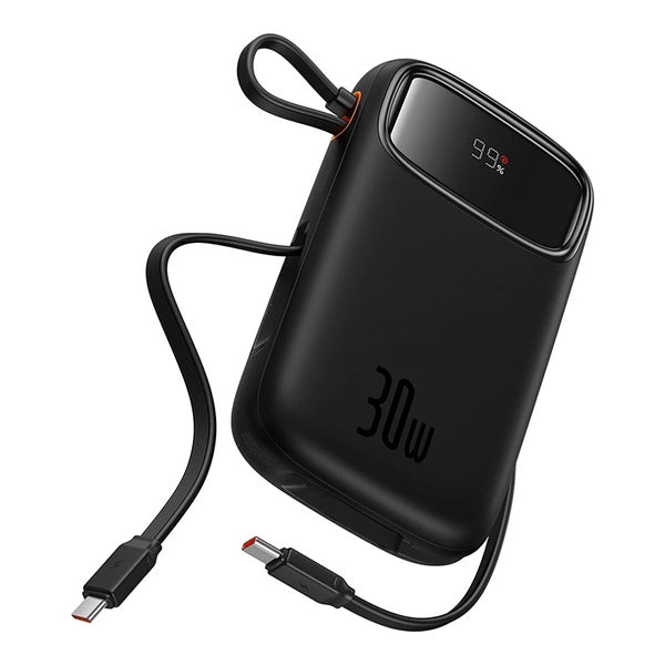 POWERBANK BASEUS QPOW 2 30W 10000MAH Z WBUDOWANYMI KABLAMI USB-C - CZARNY