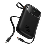 POWERBANK BASEUS QPOW 2 30W 10000MAH Z WBUDOWANYMI KABLAMI USB-C - CZARNY