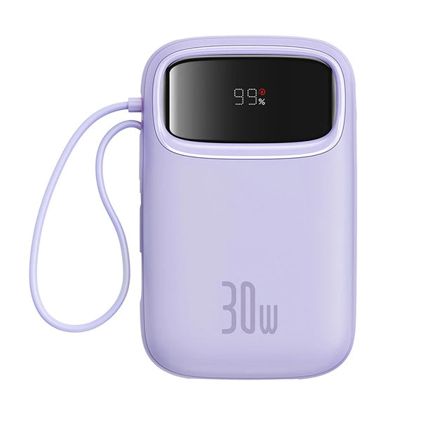 POWERBANK BASEUS QPOW 2 30W 10000MAH Z WBUDOWANYMI KABLAMI USB-C - FIOLETOWY