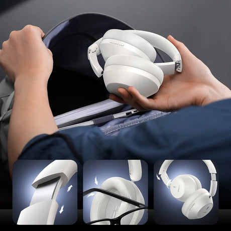 BASEUS BASS 30 MAX SŁUCHAWKI NAUSZNE BEZPRZEWODOWE BLUETOOTH BIAŁE