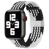 PASEK STRAP FABRIC OPASKA DO WATCH 42 / 44 / 45 / 49 MM  PLECIONY MATERIAŁOWY BRANSOLETKA DO ZEGARKA CZARNO-BIAŁY