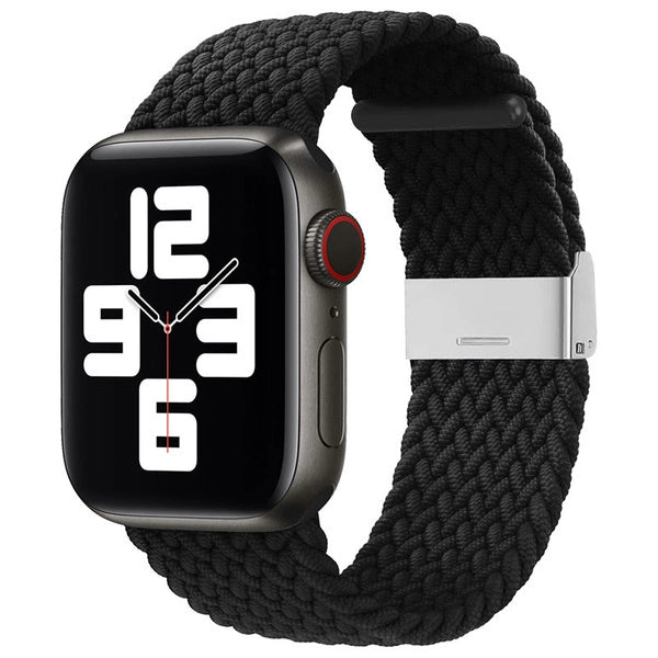 STRAP FABRIC OPASKA DO WATCH ULTRA / 9 / 8 / 7 / 6 / SE / 5 / 4 / 3 / 2 (49MM / 45MM / 44MM / 42MM) PLECIONY MATERIAŁOWY PASEK BRANSOLETKA DO ZEGARKA CZARNY