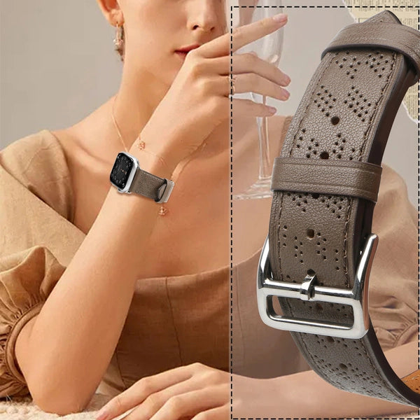 STRAP LEATHER SKÓRZANY PASEK APPLE WATCH SE, 9, 8, 7, 6, 5, 4, 3, 2, 1 (41, 40, 38 MM) OPASKA BRANSOLETA CIEMNOBRĄZOWY