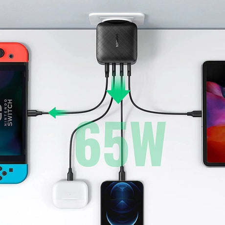 UGREEN ŁADOWARKA GAN PPS 65W USB / 3X USB TYP C QC 3.0 POWER DELIVERY SCP FCP AFC CZARNY (CD224 70774)