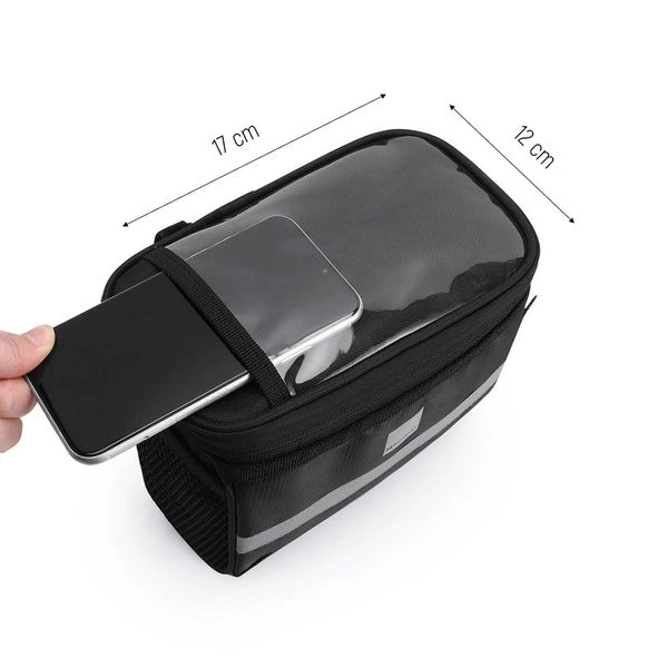 WOZINSKY TORBA ROWEROWA NA KIEROWNICĘ Z ETUI NA TELEFON 2L CZARNY (WBB12BK)