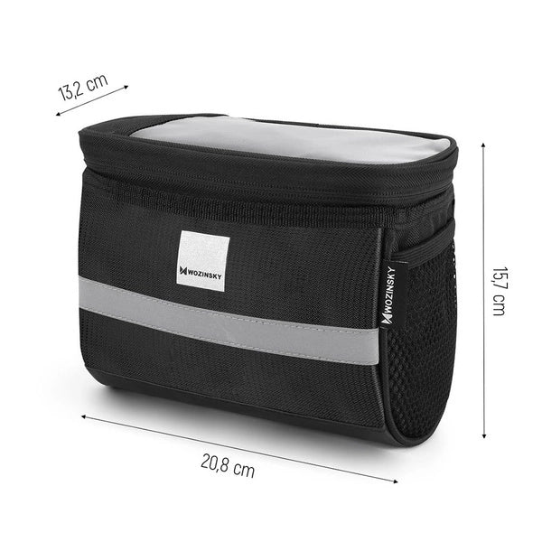 WOZINSKY TORBA ROWEROWA NA KIEROWNICĘ Z ETUI NA TELEFON 2L CZARNY (WBB12BK)