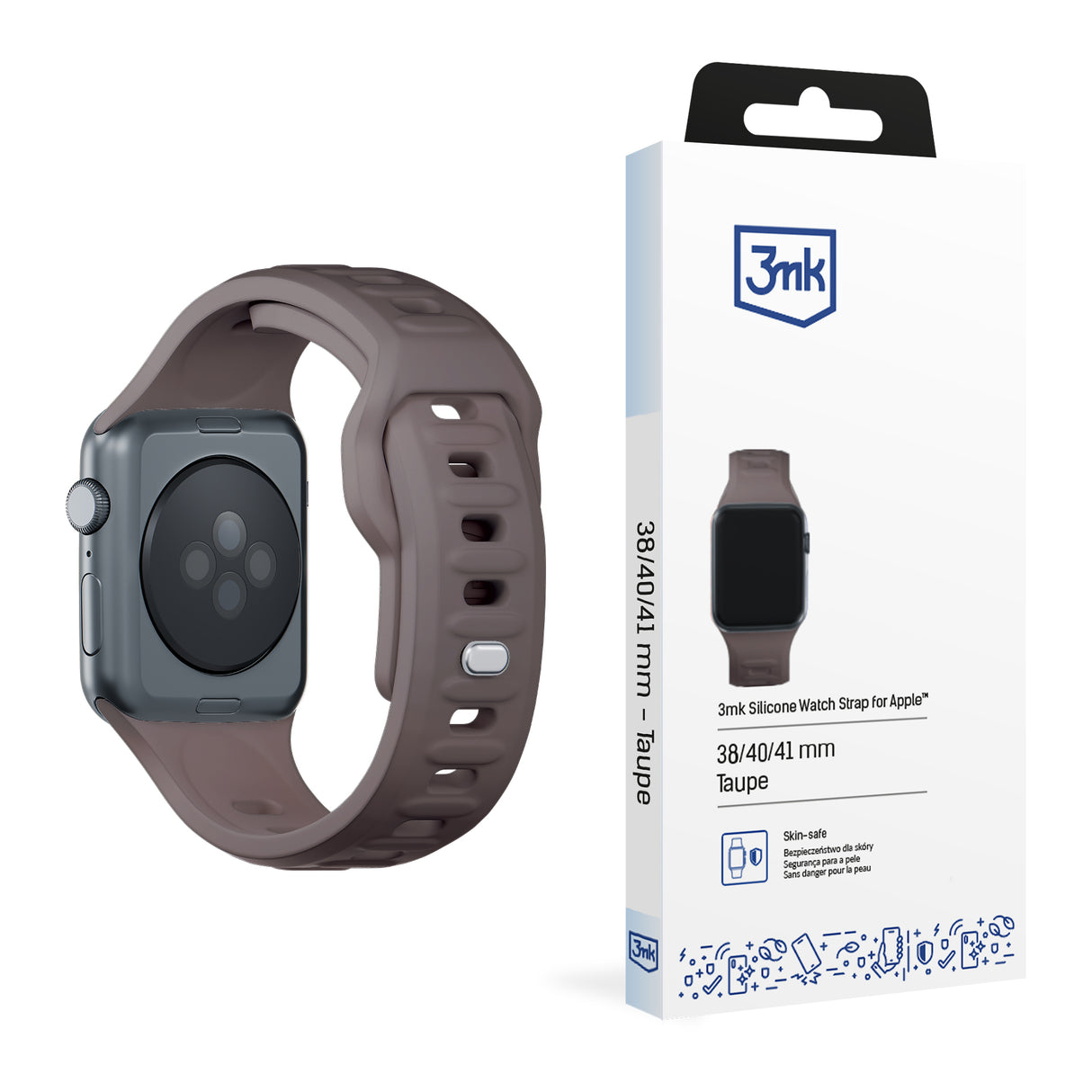 PASEK 3MK SILICONE WATCH STRAP NA APPLE WATCH 38/40/41 MM - CIEMNOSZARY
