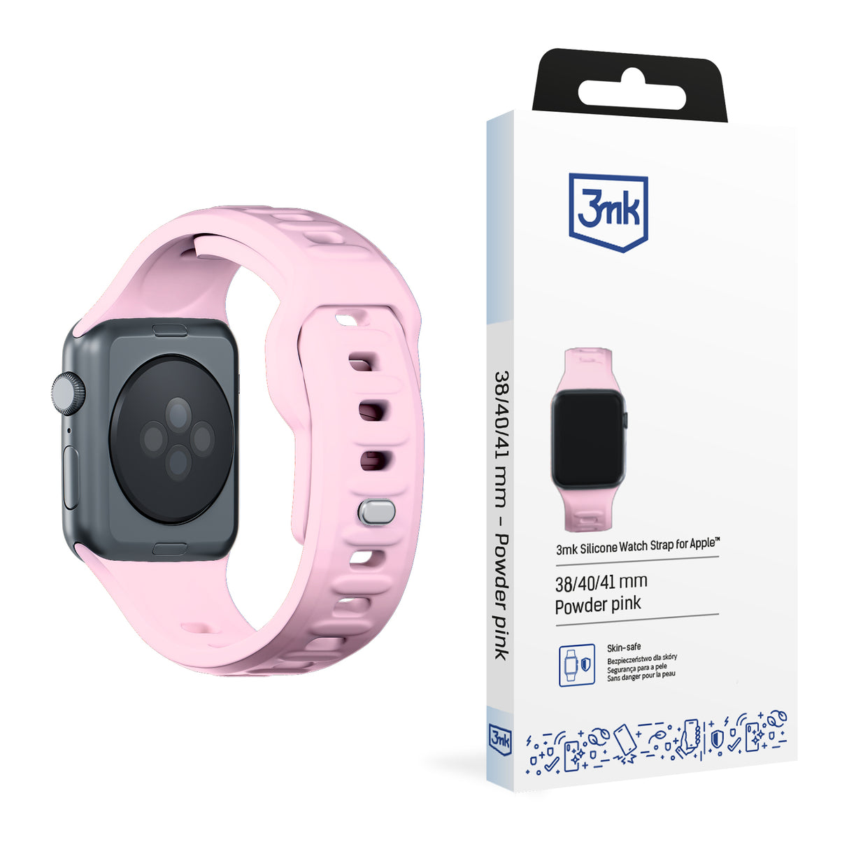 PASEK SILIKONOWY 3MK SILICONE WATCH STRAP DO APPLE WATCH 38 / 40 / 41 MM - RÓŻOWY