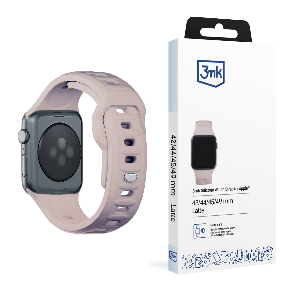 PASEK SILIKONOWY 3MK SILICONE WATCH STRAP DO APPLE WATCH 42 / 44 / 45 / 49 MM - BEŻOWY