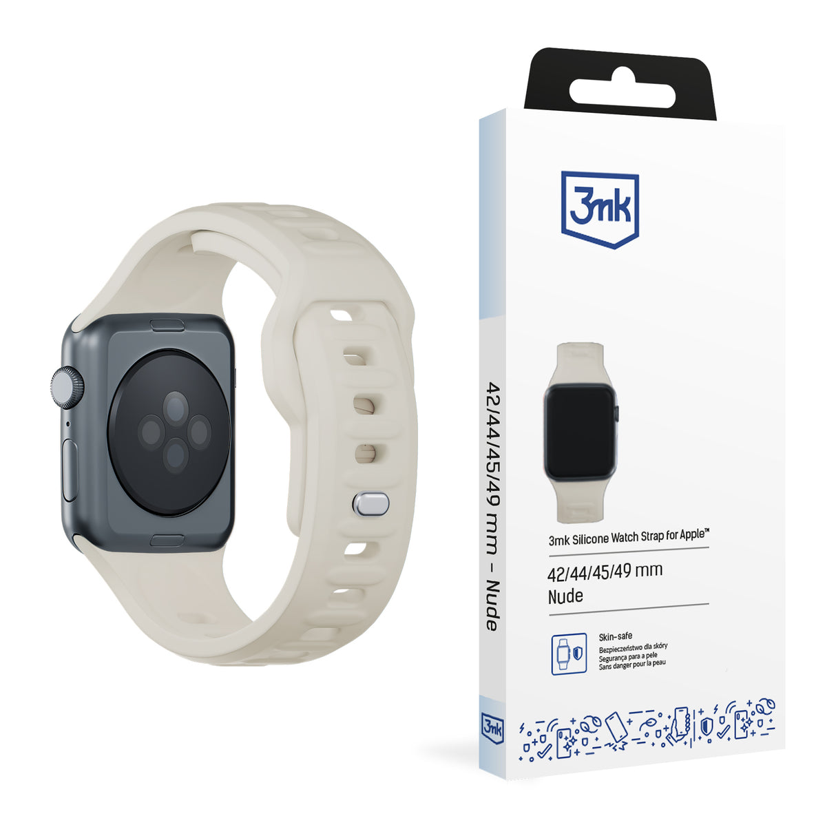PASEK 3MK SILICONE WATCH STRAP NA APPLE WATCH 42/44/45/49MM - BEŻOWY