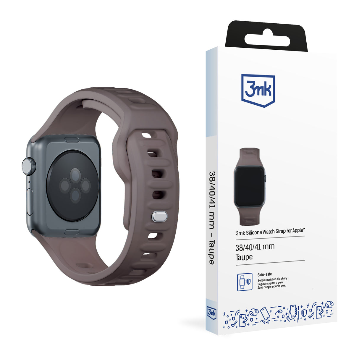 PASEK SILIKONOWY 3MK SILICONE WATCH STRAP DO APPLE WATCH 42 / 44 / 45 / 49 MM - BRĄZOWY