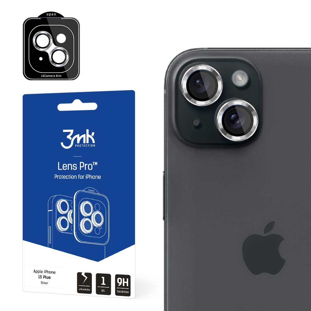 OSŁONA APARATU SZKŁO 3MK LENS PROTECTION PRO NA IPHONE 15 PLUS - SREBRNA