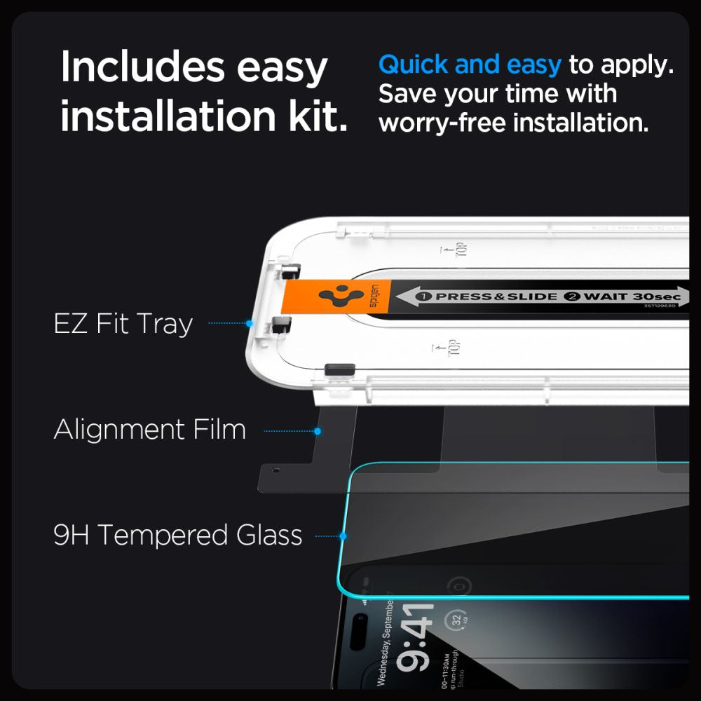 SZKŁO HARTOWANE SPIGEN GLAS.TR ”EZ FIT” 2-PACK IPHONE 15 PLUS / 16 PLUS PRIVACY
