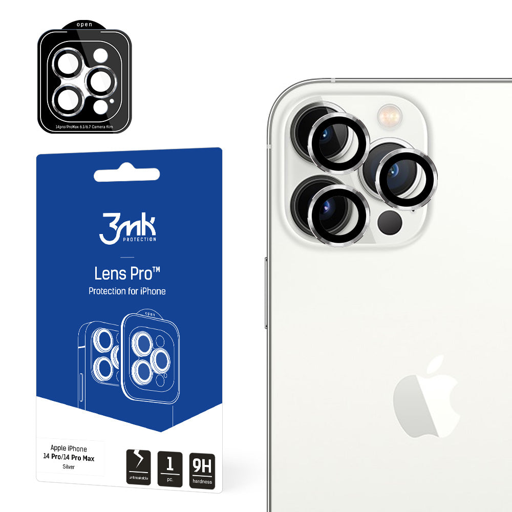 OSŁONA APARATU SZKŁO 3MK LENS PROTECTION PRO NA IPHONE 14 PRO / IPHONE 14 PRO MAX - SREBRNA