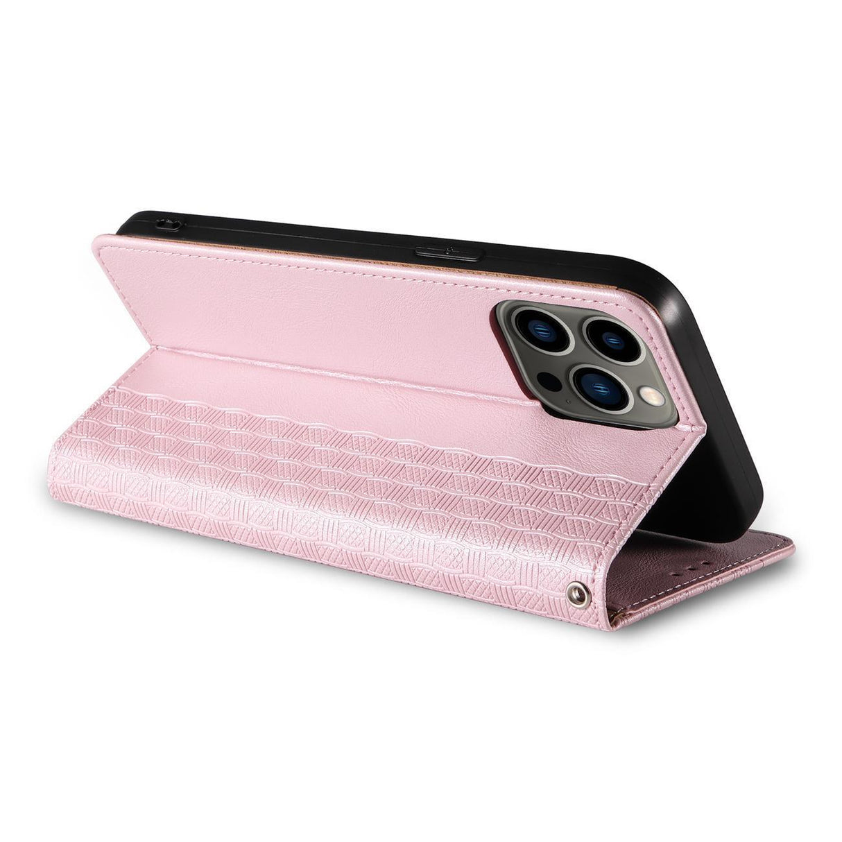 ETUI MAGNET STRAP CASE ETUI IPHONE 14 PRO MAX POKROWIEC Z KLAPKĄ PORTFEL MINI SMYCZ PODSTAWKA RÓŻOWE