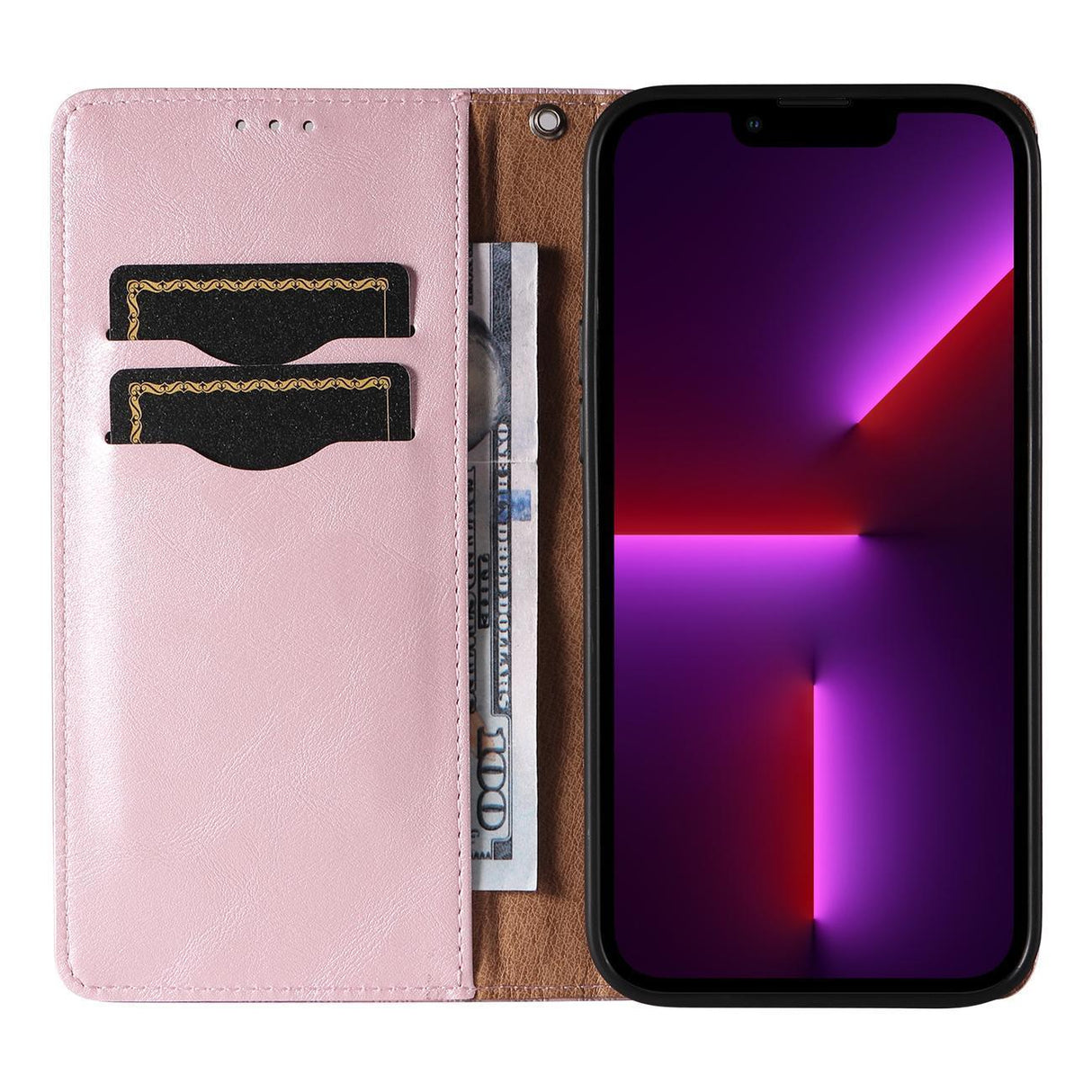 ETUI MAGNET STRAP CASE ETUI IPHONE 14 PRO MAX POKROWIEC Z KLAPKĄ PORTFEL MINI SMYCZ PODSTAWKA RÓŻOWE