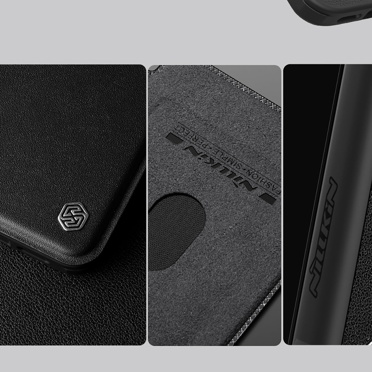 ETUI NILLKIN QIN PROP LEATHER CASE Z OSŁONĄ NA APARAT I PODSTAWKĄ NA IPHONE 16 PRO MAX - CZARNE