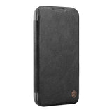 ETUI NILLKIN QIN PROP LEATHER CASE Z OSŁONĄ NA APARAT I PODSTAWKĄ NA IPHONE 16 PRO MAX - CZARNE