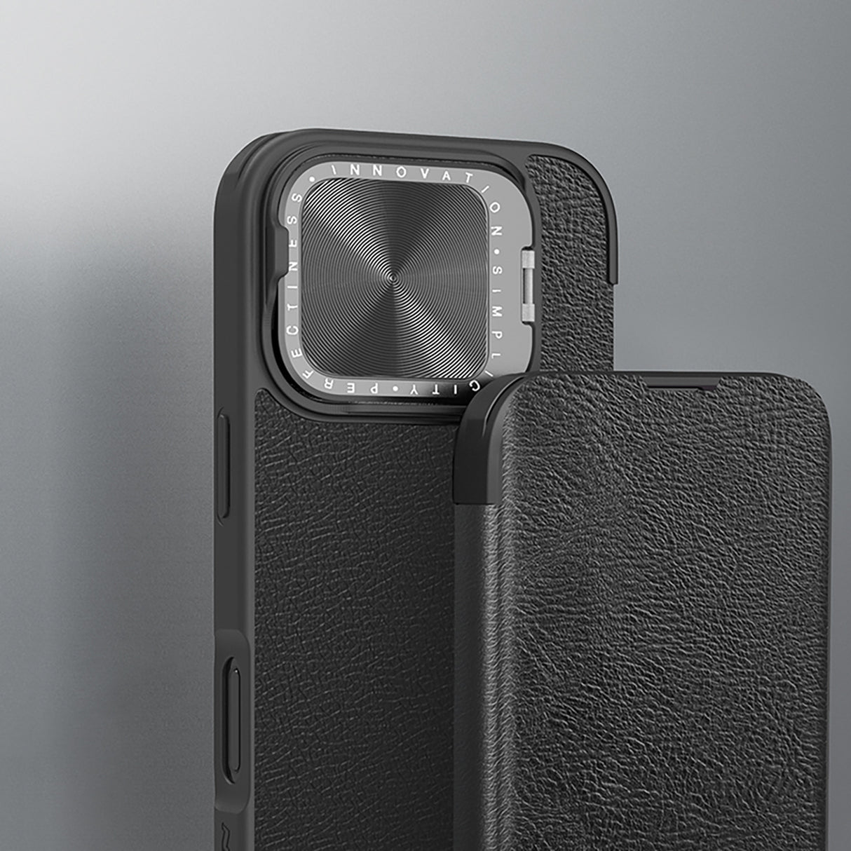 ETUI NILLKIN QIN PROP LEATHER CASE Z OSŁONĄ NA APARAT I PODSTAWKĄ NA IPHONE 16 PRO MAX - CZARNE