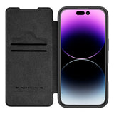 ETUI NILLKIN QIN PROP LEATHER CASE Z OSŁONĄ NA APARAT I PODSTAWKĄ NA IPHONE 16 - CZARNE