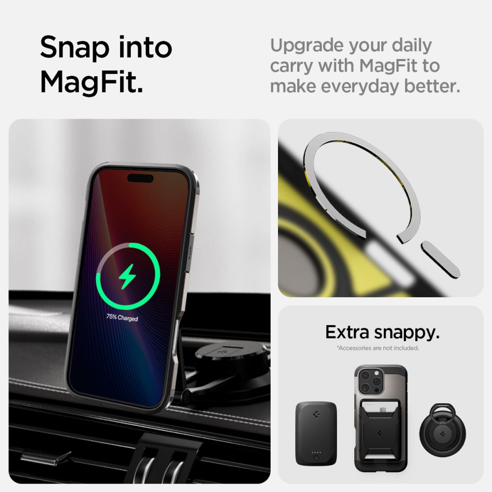 ETUI SPIGEN TOUGH ARMOR MAGSAFE Z PODSTAWKĄ NA IPHONE 16 PRO - GUNMETAL SZARE