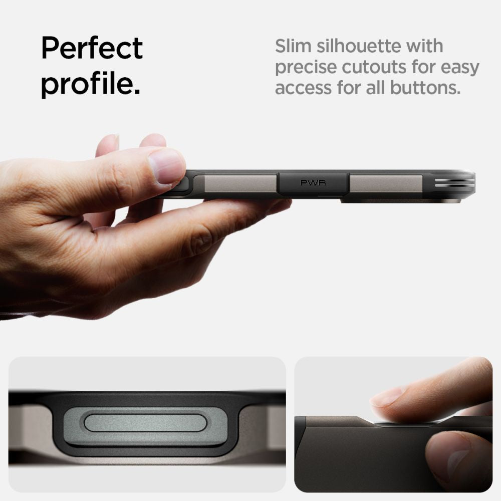 ETUI SPIGEN TOUGH ARMOR MAGSAFE Z PODSTAWKĄ NA IPHONE 16 PRO - GUNMETAL SZARE
