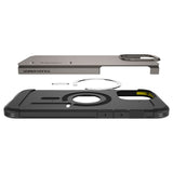 ETUI SPIGEN TOUGH ARMOR MAGSAFE Z PODSTAWKĄ NA IPHONE 16 PRO - GUNMETAL SZARE